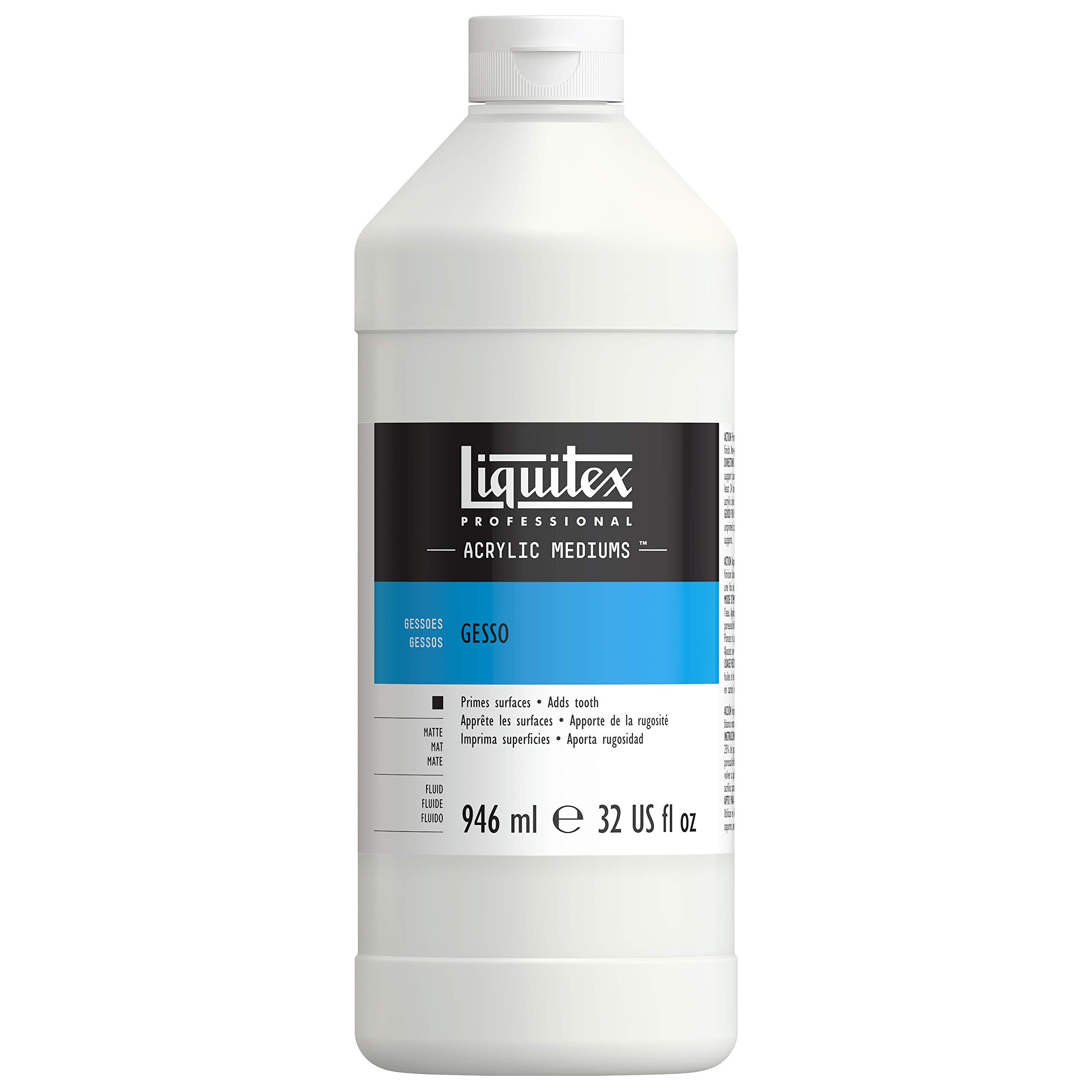 Professional Acrylic Medium for Acrylic and Oil Paint, White Gesso Surface Prep, 946 ml