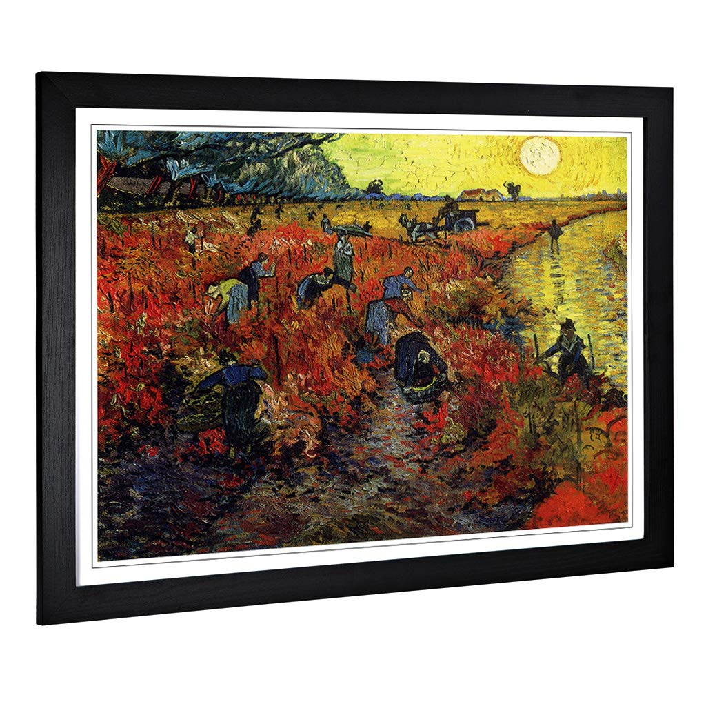 Big Box Art Framed Print of Vincent Van Gogh The Red Vineyards Arles Design | Wall Art Picture | Home Decor for Kitchen, Living Room, Bedroom, Hallway, Black, A2 / 24.5x18 Inch / 62x45cm
