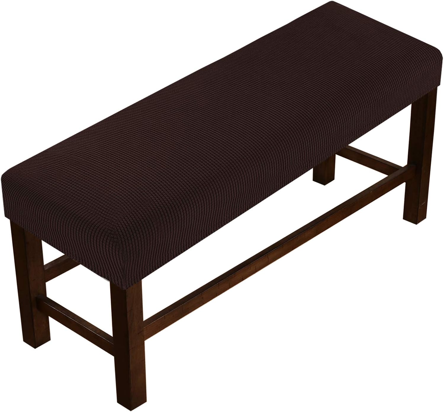 Flamingo P Stretch Dining Bench Covers Removable Bench Cushion Slipcover Washable Rectangle Bench Seat Protector Cover for Living Room, Bottom Elastic Straps (Large, Brown)