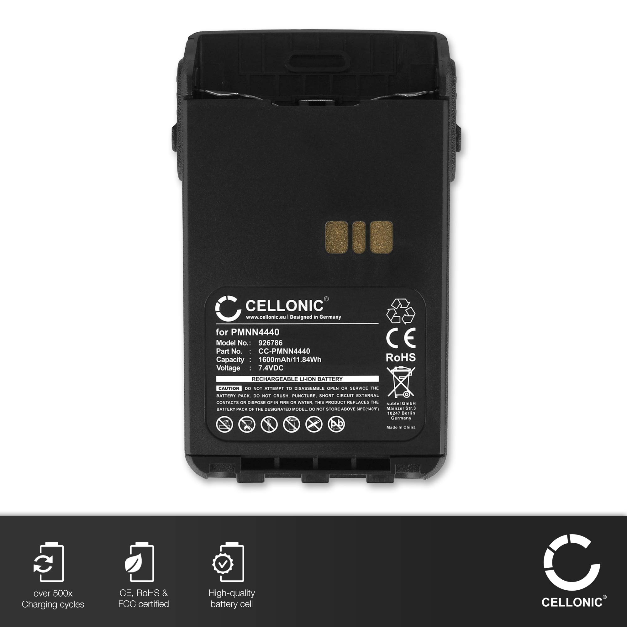 Batterie Pour Talkie-walkie Motorola DP3441 - 7.4V 1600mAh - Compatible Avec Plusieurs Modèles - Remplacement Haute Capacité - 7