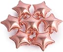 HK balloons Pack of 63 Pcs Rose gold Happy Birthday Banner Decoration items Kit Set with metallic balloons confetti,star foil balloons and foil curtains for girls boys gallery image