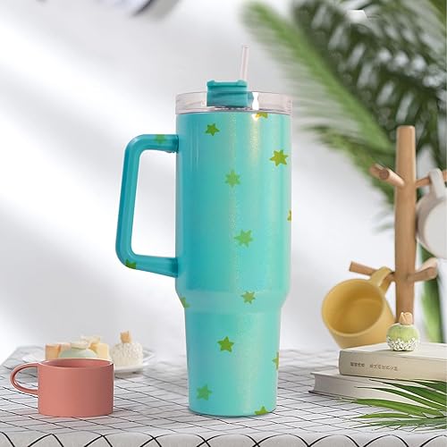 Miniatura 8 de AGH Paquete de 20 vasos de sublimación de 40 onzas con popote y tapa de acero inoxidable, aislamiento de doble pared al vacío reutilizables con asa