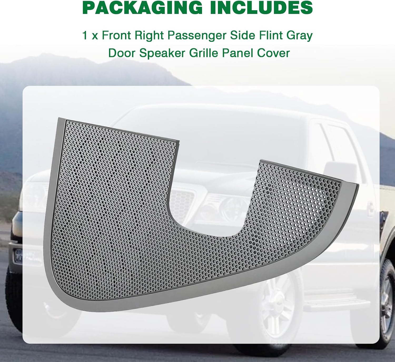 Front Right Passenger Side Door Speaker Grille Panel Cover Flint Gray Compatible with Ford F150 2004 2005 2006 2007 2008, Replace For 5L3Z-18978-BAA 5L3Z18978BAA