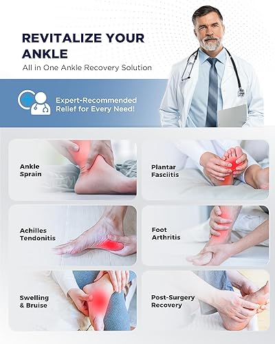 Miniatura 5 de Bolsa de hielo para tobillo con gel refrescante de doble tormenta congelada para esguinces, envoltura de tobillo de hielo con compresión fría y