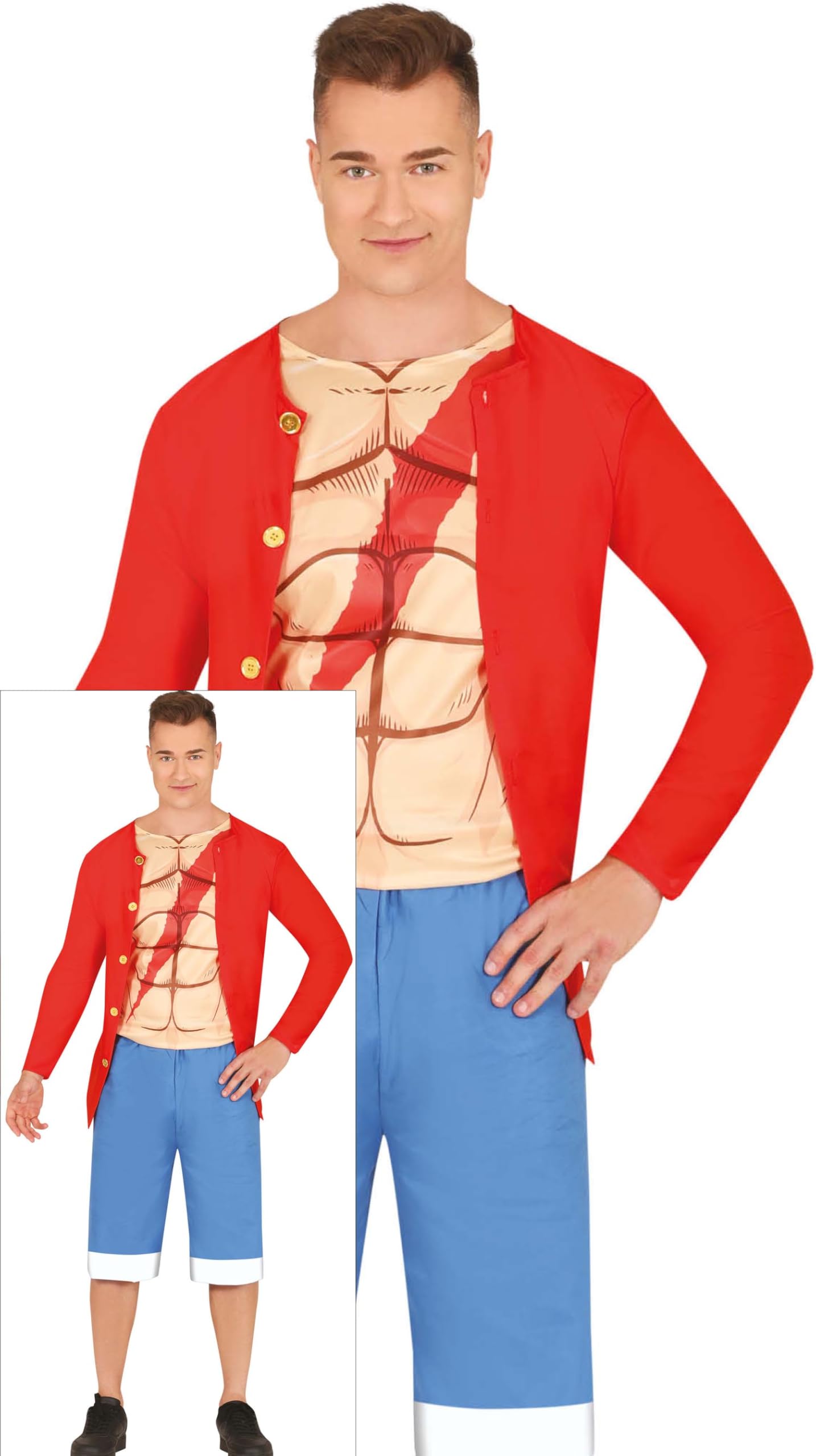 FIESTAS GUIRCA Sea Adventurer Mens Fancy Dress Costume - Manga Anime Pirate Fancy Dress Men Size L