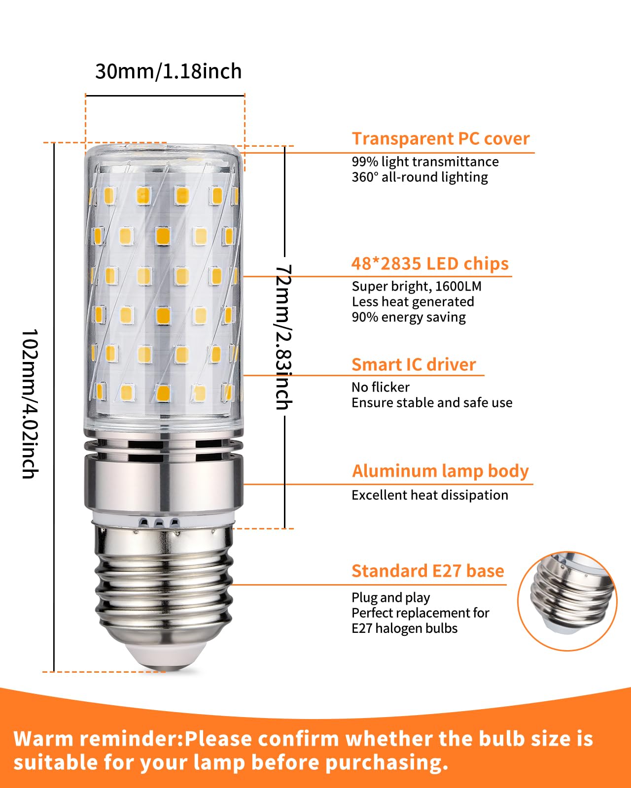 Tomosu Lampadine LED E27 Luce Naturale 4000K 1600LM, 16W Lampade LED Equivalenti a 150W Lampada Alogena, AC 220-240V, Lampadina Mais E27 LED, Nessun Sfarfallio, Non Dimmerabile, 4 Pezzi