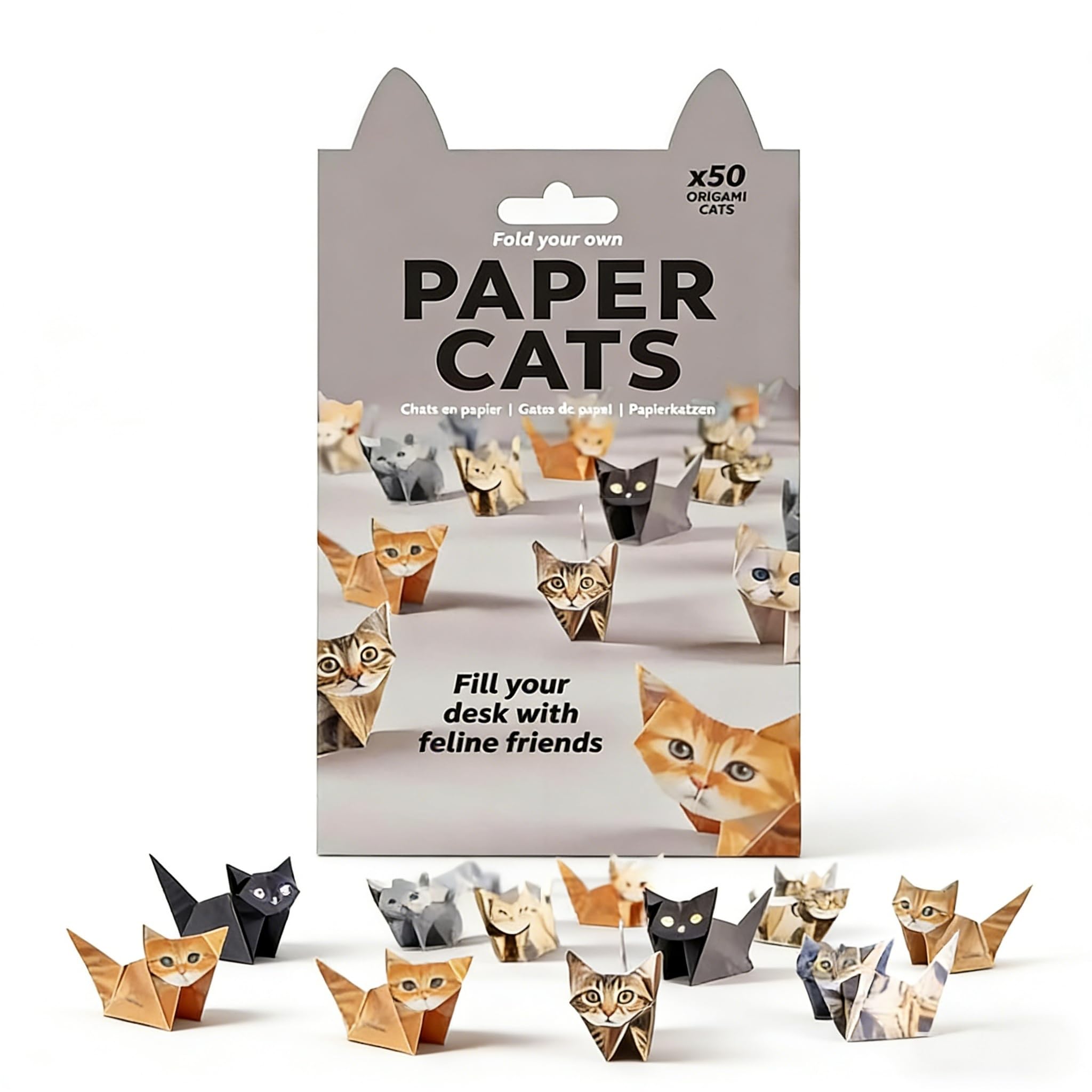 Flhlxzm Cat 50Pcs Paper S Origami Kit, Diy 3D Creative Origami Animal Set Fold Your Own Feline Friends, Handmade Desk Decoration Craft For Adults & Teens (Cat)