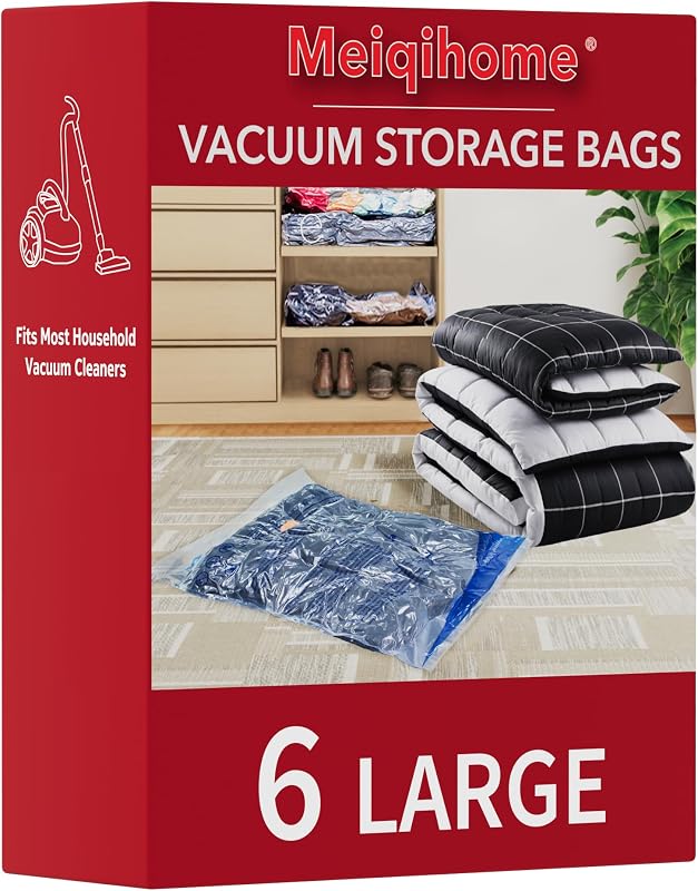 MEIQIHOME Bolsas de almacenamiento al vacío, bolsas selladoras que ahorran espacio, bolsas selladas al vacío para ropa, almohadas, edredones, mantas, ropa de cama, viajes, 6 GRANDES