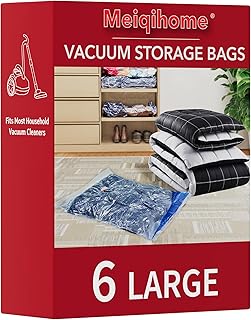 MEIQIHOME Vacuum Storage Bags, Space Saver Sealer Bags,Vacuum seal bags for clothing, Pillows, Comforters, Blankets, Bedding,Travel,6 LARGE