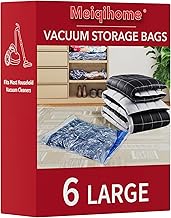 Vacuum Storage Bags 6 Large, Space Saver Sealer Bags, Airtight Compression Bags for Clothes, Pillows, Comforters, Blankets, Bedding(NO PUMP)