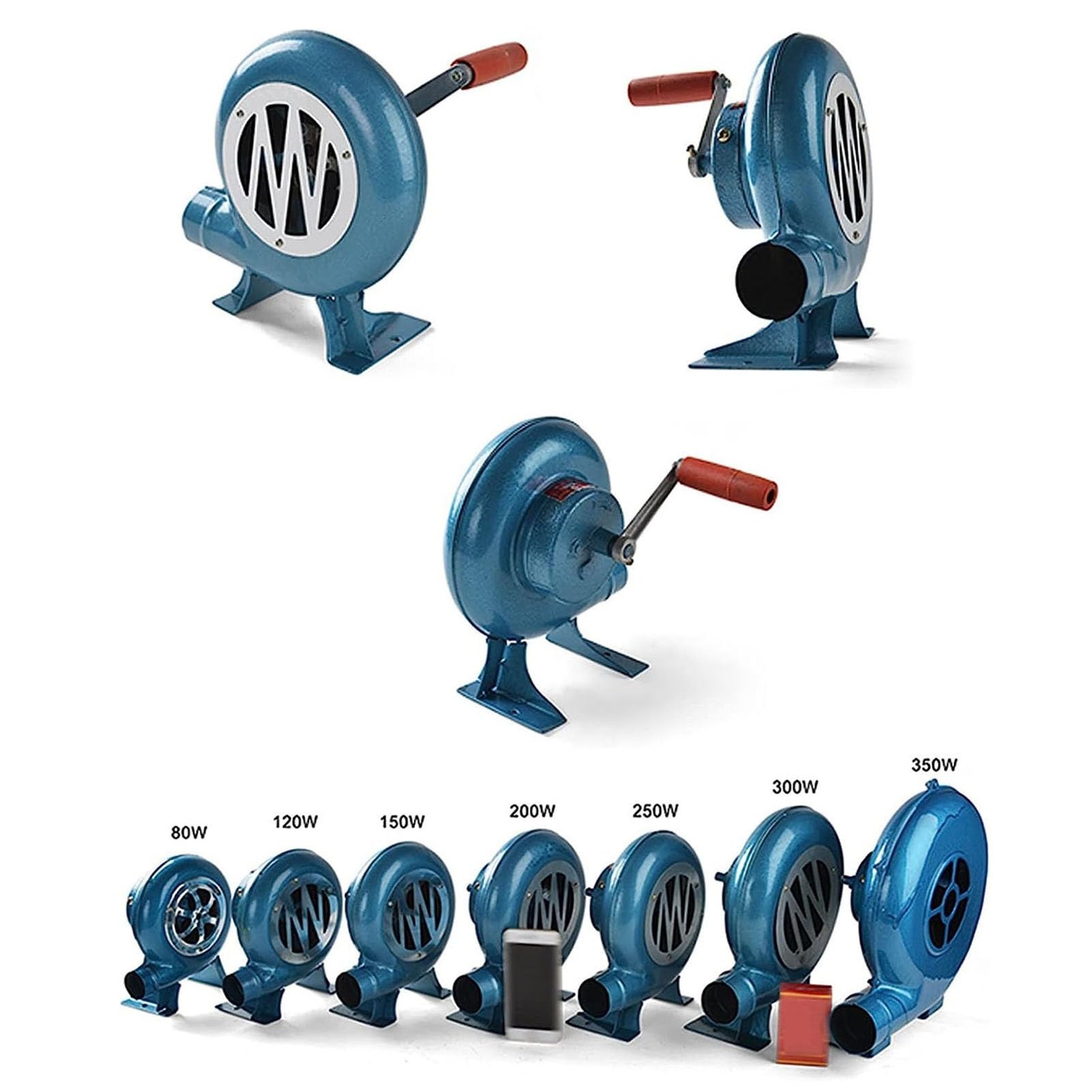 Dmuchawa Do Grillowania - Wentylator Ręczny Wentylator Do Popcornu Iron Gear Kuchnia Wentylator Ręczny, Metalowe Łopatki, Wentylator Grill Zapalniczka Węgla(250W)