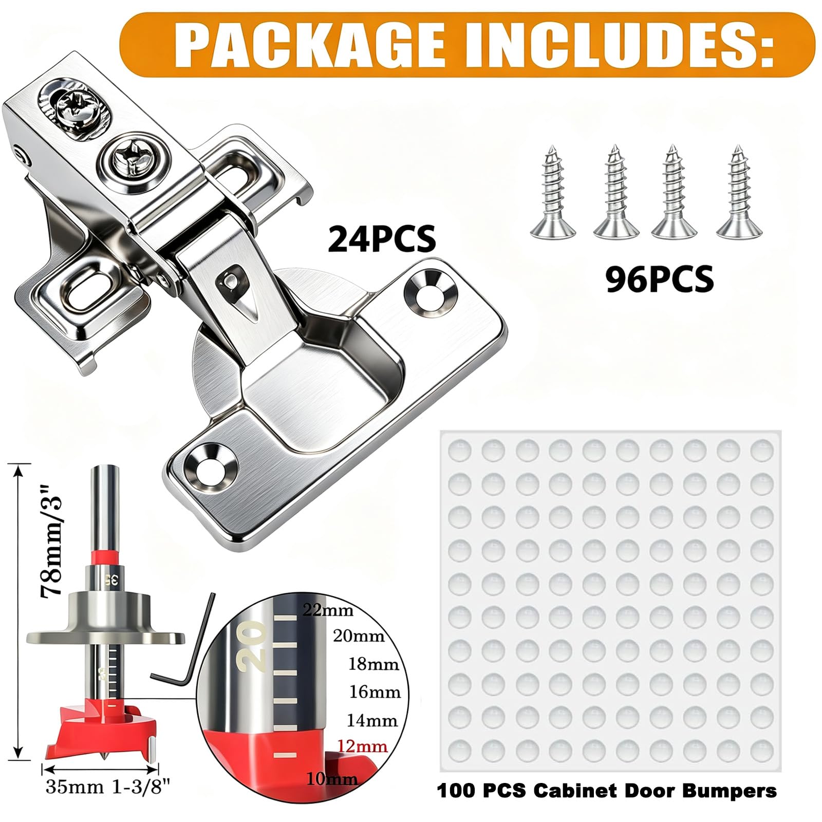 Soft Close Cabinet Hinges - 24 Pack -3 Soft Close Cabinet Hinges - 24 Pack -3