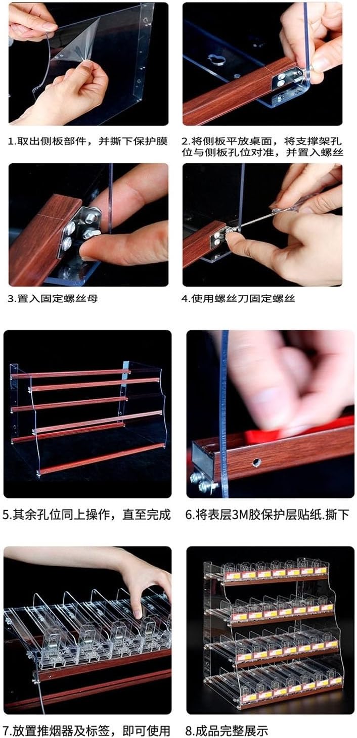 Trapezoidal Acrylic Cigarette Display Case with Automatic Pusher Tray - Wall Mount & Countertop, 5 Layers & 11 Columns for Collectibles, Office, Retail Store Display