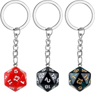 3Pcs Dice Keychain for Women Men Funny Resin D20 Polyhedral Dice Key Chain Dice Keyring Holder for Handbag Backpack
