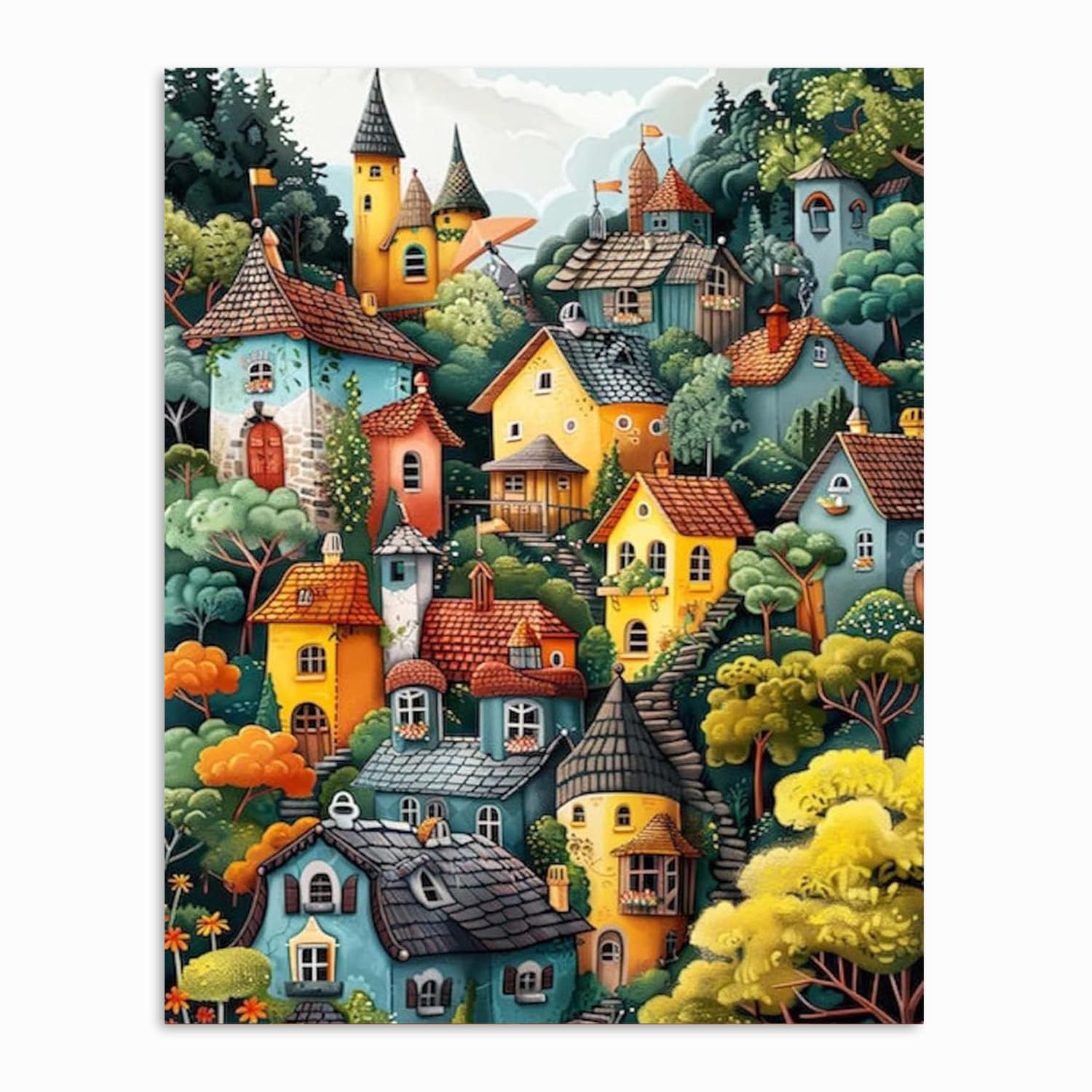 GOUGOUFAFA Landscape Paint by Numbers for Adults, House Painting by Numbers for Adults, Adult Paint by Numbers Canvas Advanced Acrylic Paint Kit for Gifts Home Wall Decor 16x20in