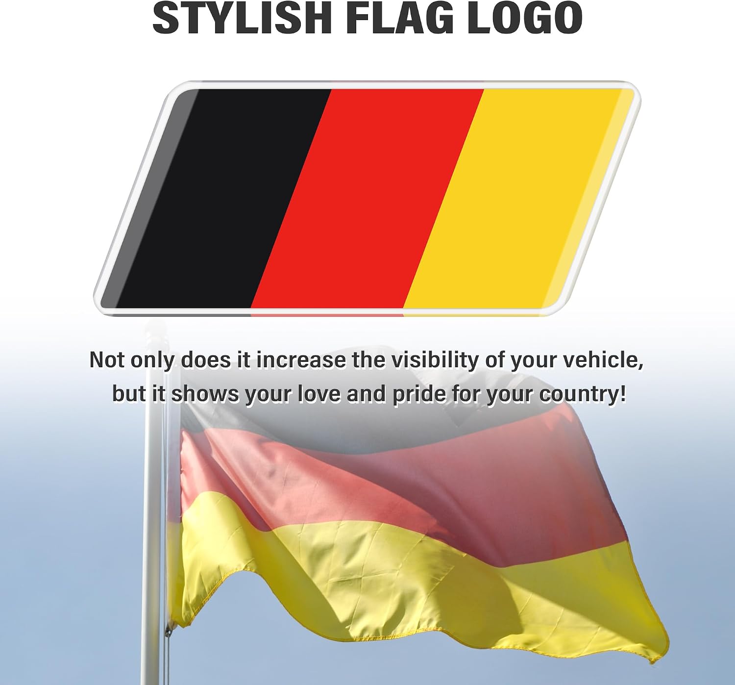 3D Car Emblem Stickers for Car Decor,Unique British Flag Front Grill Emblem Grill Badge for Front Fender,Door,Bumper,Badges Decals with L Shaped Mounting Bracket (Germany Flag 1)