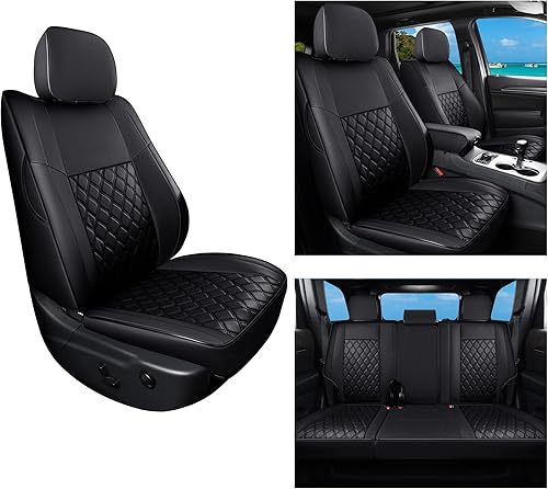 Miniatura 5 de Huidasource Fundas de asiento para Grand Cherokee, fundas de asiento de automóvil de cuero impermeables de cobertura completa, protector de cojín de