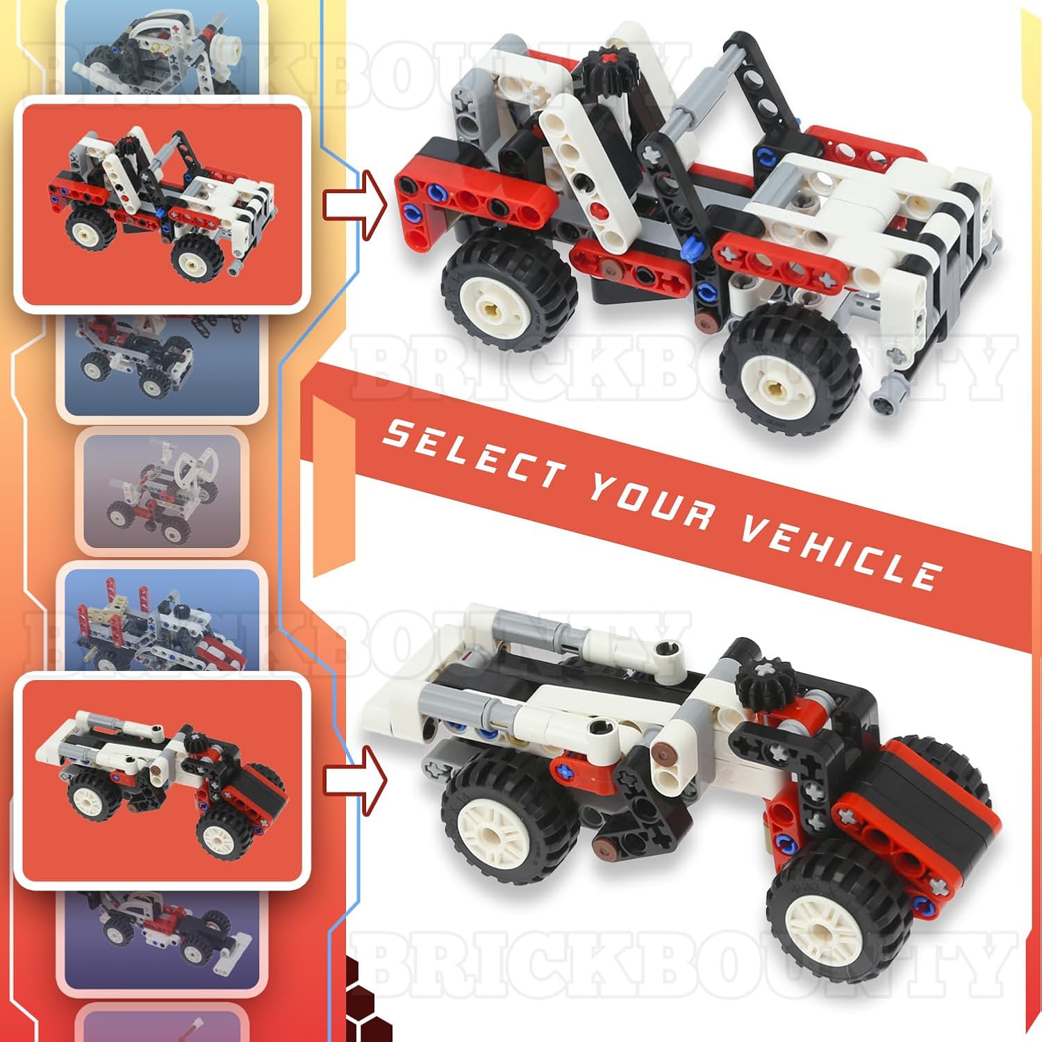 Building Block Car Toy Set, Bricks Transforms Form Racing-Car to Motorcycle to Scooter to Robot to Helicopter, 2 Sets Bricks Included 22 variants (298 Pcs)