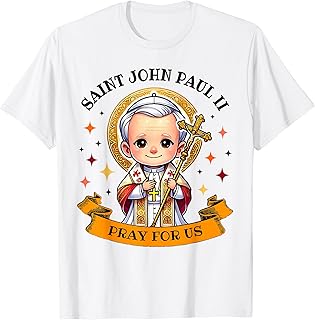 Saint John Paul II Pray for Us Catholic Cross for Kids T-Shirt