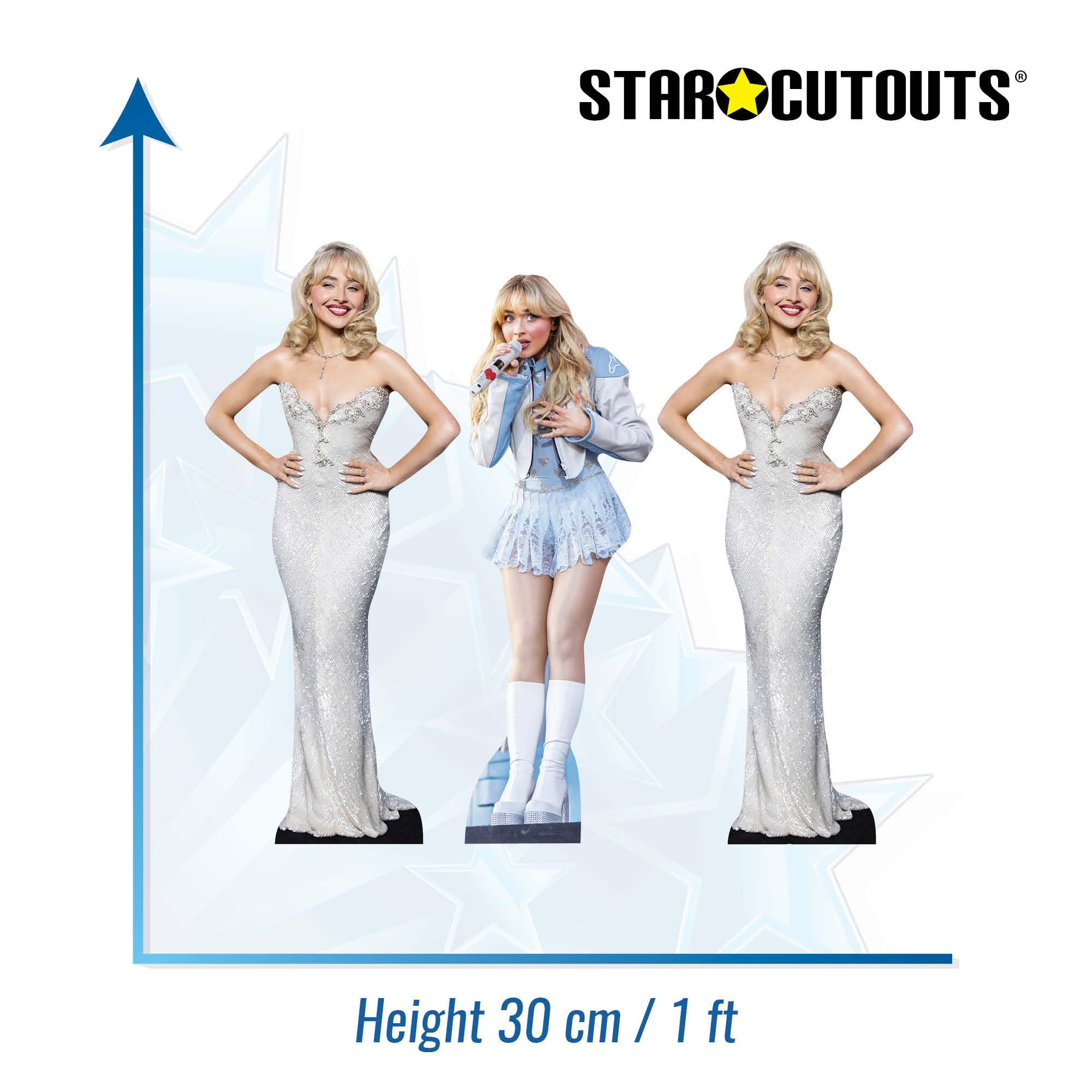 Star Cutouts CS1198 Sabrina Carpenter - Paquete de Recortes de cartón con Recortes de 30 cm de Altura, música, fanáticos, cumpleaños y Celebraciones