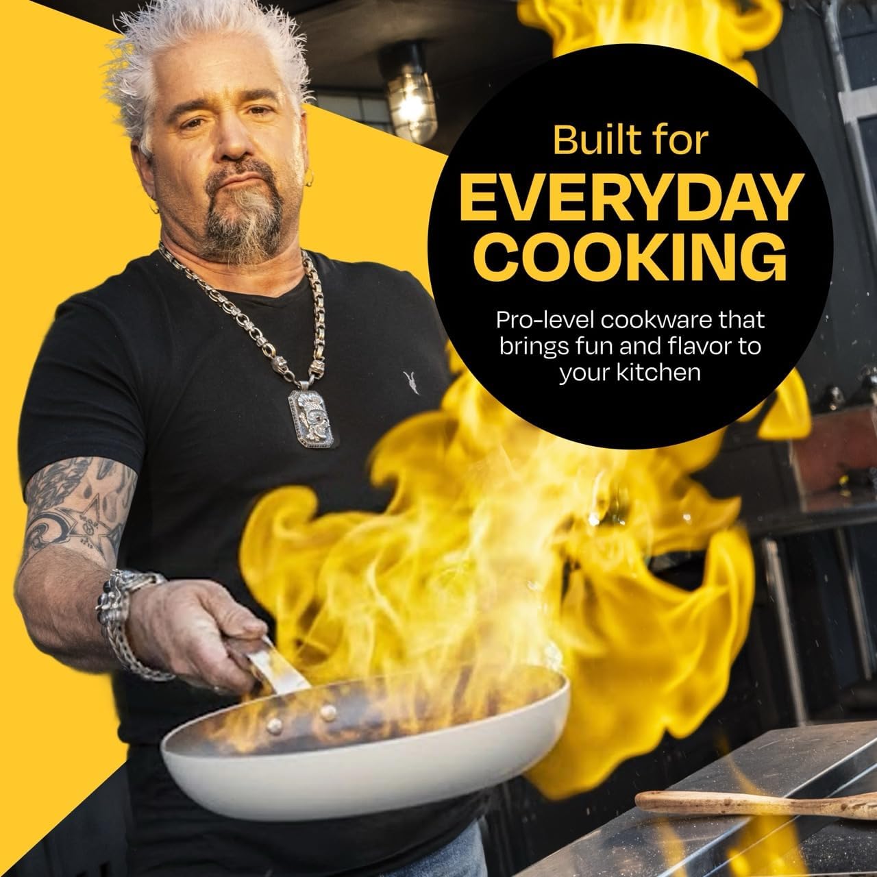Guy Fieri's Flavortown 2-Piece Ceramic Cookware Set, Nonstick Frying Pan Set 10" and 12", Easy-Clean Kitchen Cookware, Made without PFAS PTFE PFOA, Induction Compatible, Dishwasher Safe, Blue & White