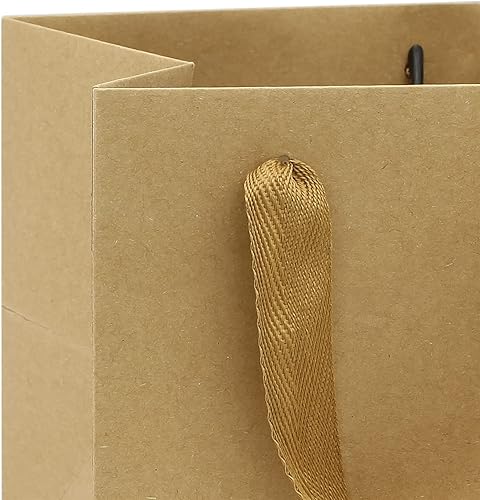 Miniatura 8 de Bolsa de regalo de papel kraft pequeña con fondo cuadrado bolsas de papel kraft con asas (kraft natural, 6 x 6 x 6 pulgadas, 10 unidades)