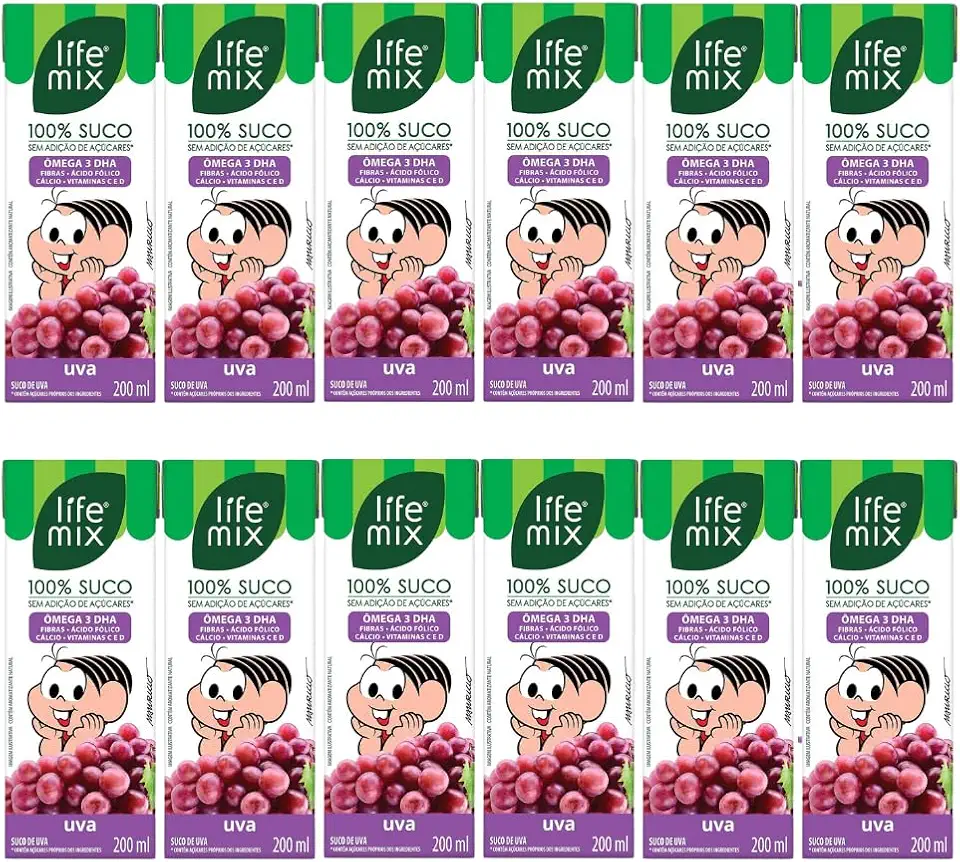 Kit com 12 Sucos de Uva 100% Suco sem Adição de Açúcares de 200mL cada - Life Mix