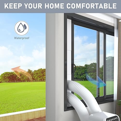 Miniatura 7 de Flamorrow Kit de ventana portátil de aire acondicionado de doble manguera, placas de sellado de ventana ajustables para manguera de escape de 5