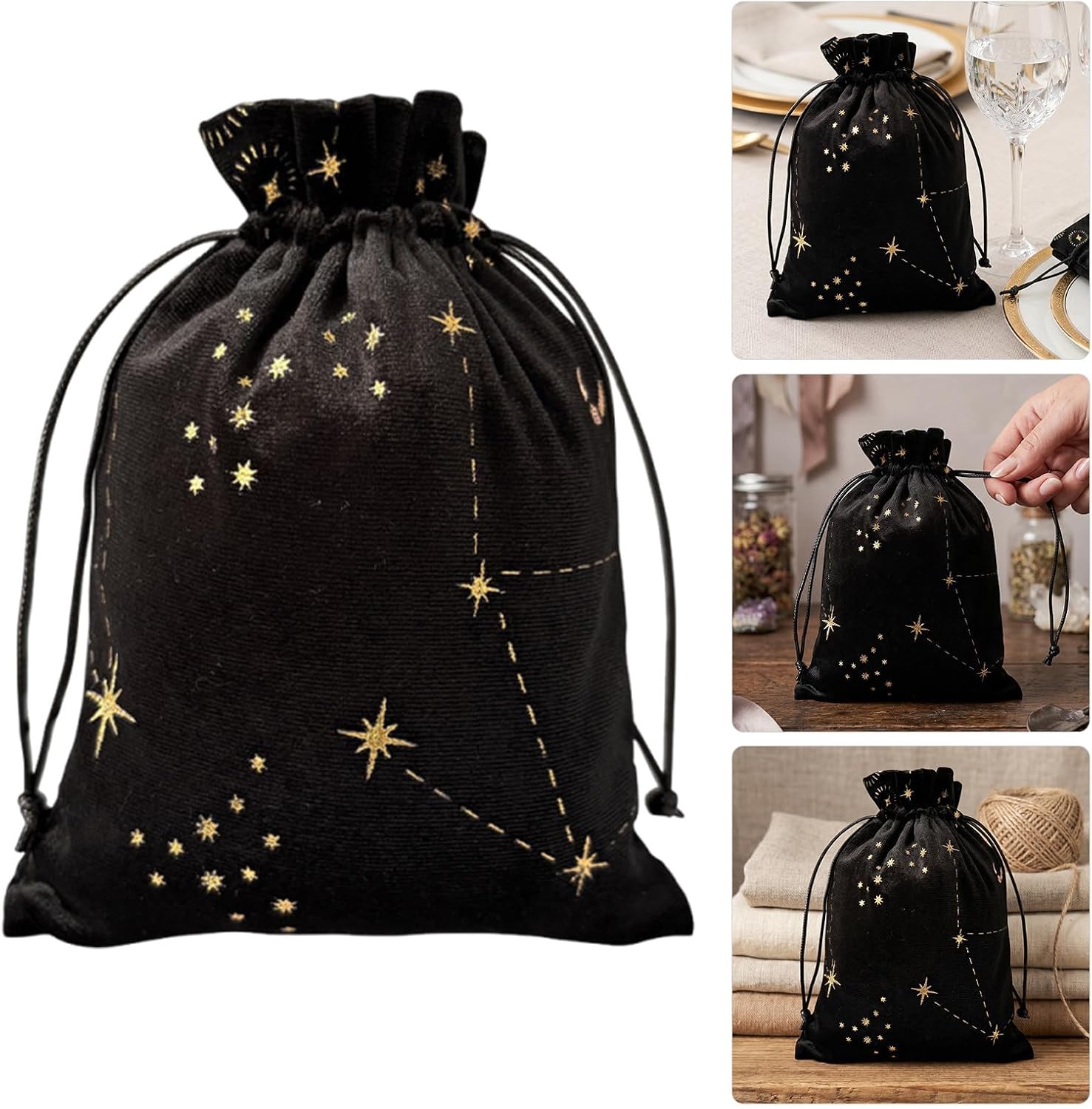 2pcs Black Velvet Drawstring Bags, 5x7in Small Reusable Gift Pouches for Bracelets and Collectibles, Portable Storage Bags for Party and Everyday Organization