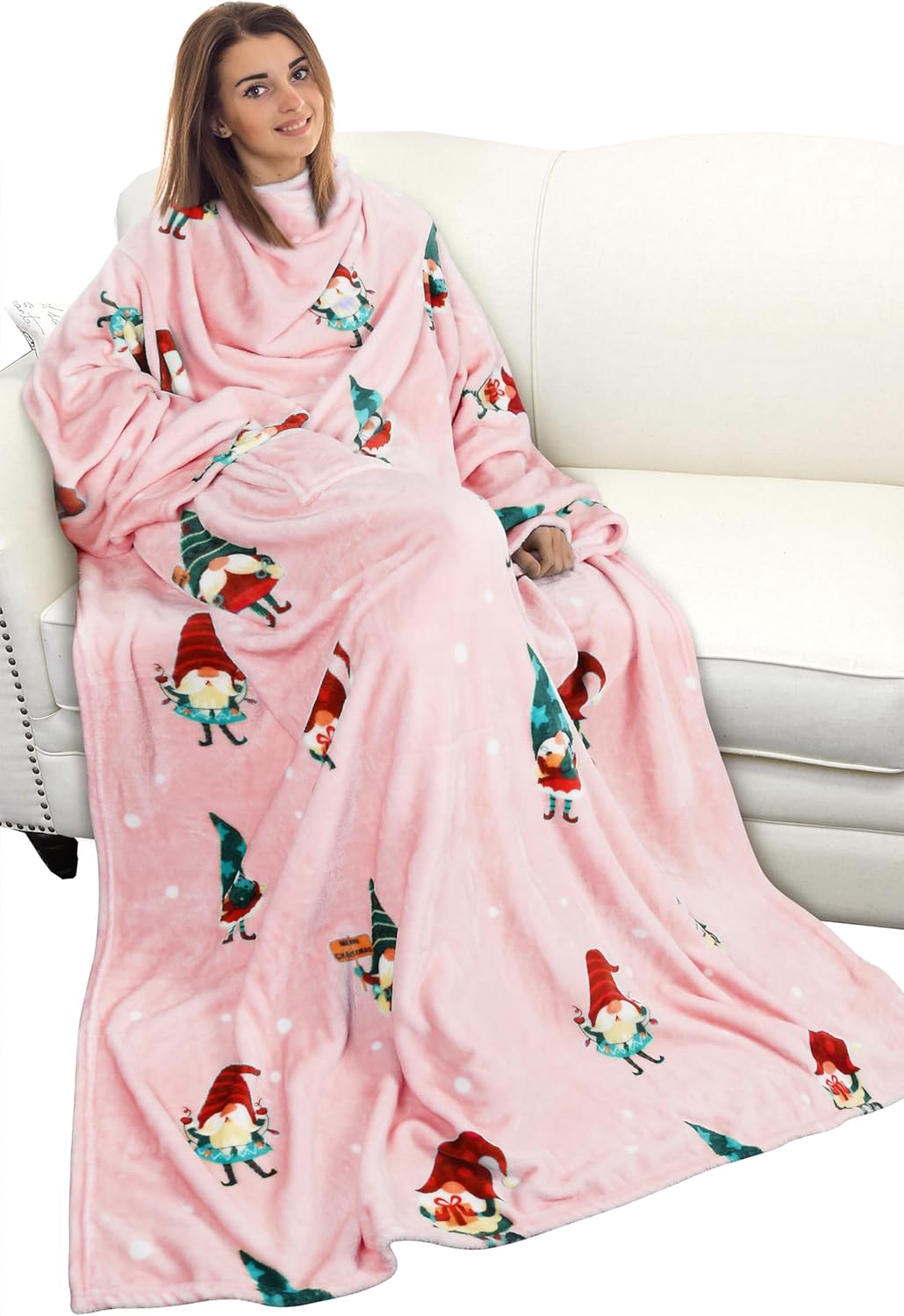 Catalonia Wearable Blanket w/Sleeves Pocket Super Cozy Soft Fleece Throw Blanket - Picture 188 of 201