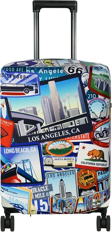 HYPER VENTURE Washable Luggage Cover - Fashion Suitcase Protector Fits 27-30 Inch Luggage (Travel Location, L) | Washable Elastic spandex Fabric, Anti-scratch & Dustproof, Carry on Cover Tsa Approved, Travel Location