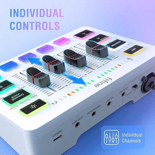 Miniatura 7 de FIFINE Micrófono dinámico y mezclador de PC para juegos, micrófono de grabación de podcast XLRUSB para voz en off, mezclador de audio con atenuador