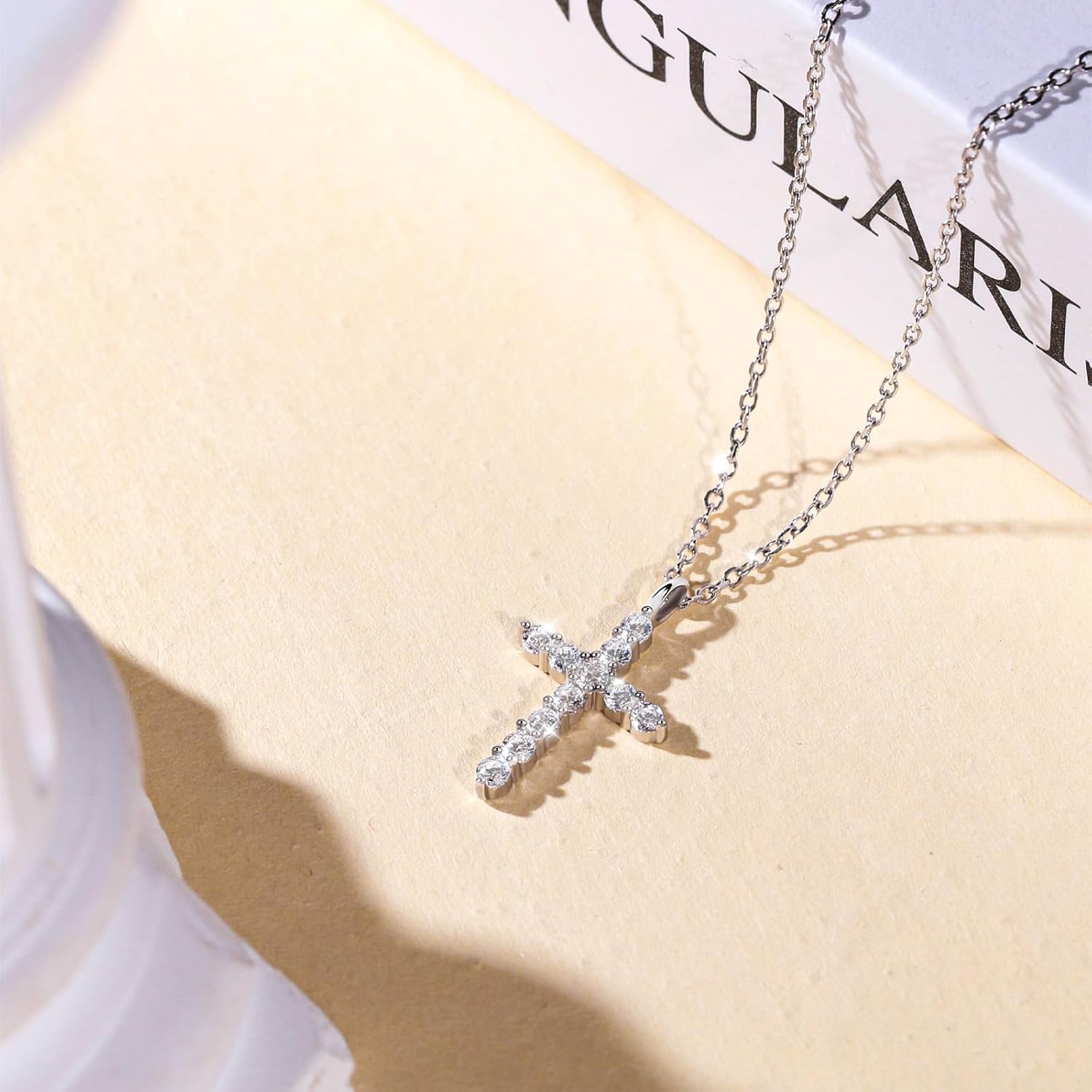 Cross Necklace for Women, 925 Sterling Silver Cubic Zirconia Cross Pendant Necklace, Simple Dainty Jesus Cross Necklace, Simulated Diamond Jewelry Religious Charm Gifts | 18"+2" Adjustable Chain - Image 6