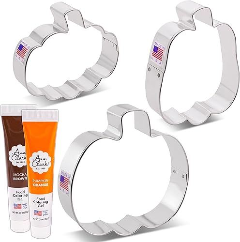 Miniatura 7 de Juego de 5 cortadores de galletas de calabaza y decoración de Ann Clark - Hecho en Estados Unidos con calabaza alta, formas de calabaza, gel