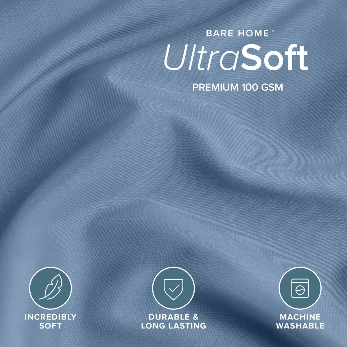 Bare Home Duvet Cover Set 1800 Ultra-Soft (Queen, Coronet Blue) view 2