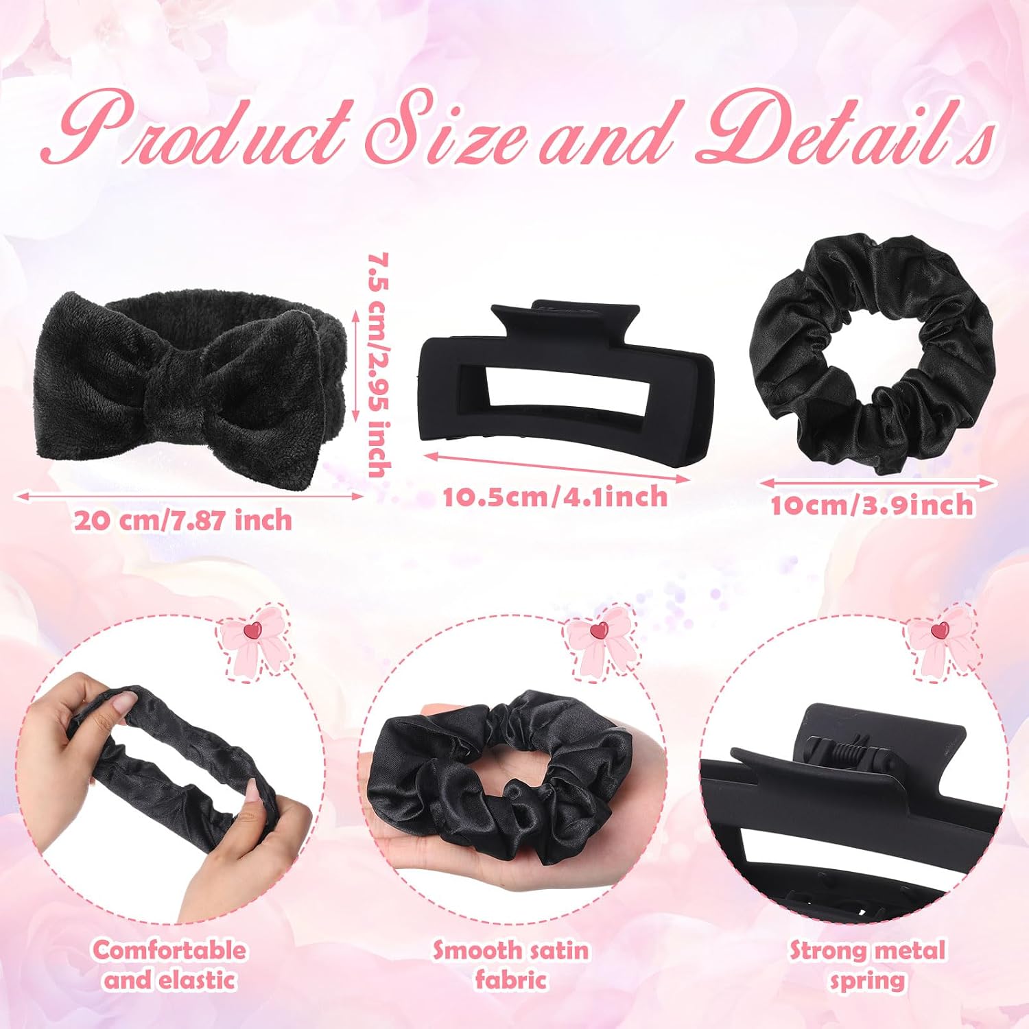 Suncalla 30 Pcs Spa Party Favor Bridal Gift Set Bridesmaid Proposal Gift Knot Bracelet Jewelry Boxes Hair Clip Scrunchies Headband for Bridal Shower & Bachelorette Party(Black,Velvet) image 3