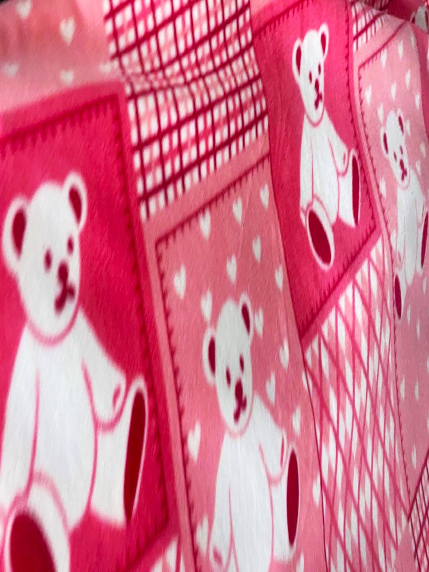 Teddy Bear Fuchsia Blocks Anti Pill Animal Theme Fleece Fabric, 60" Inches Wide - Sold By The Yard (FB) - Image 3