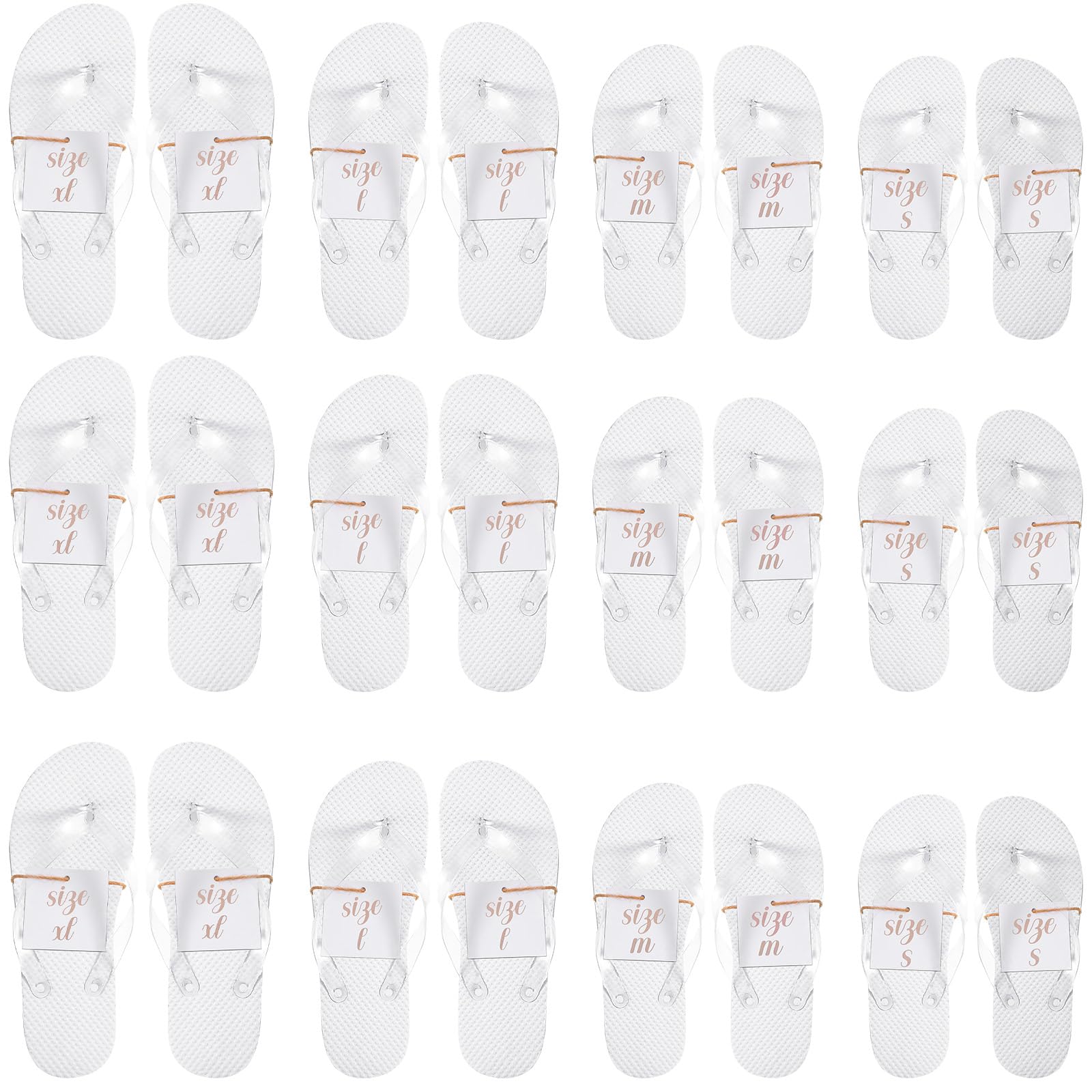 Hestya 24 Pares Chanclas para Invitados Sandalias de Boda Pantuflas Blancas para Recepción Playa Piscina Fiesta, 4 Tamaños