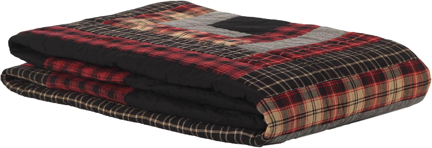 VHC Brands Rustic & Lodge Cumberland Bedding Accessory, Lux King Quilt 120x105, Chili Pepper Red