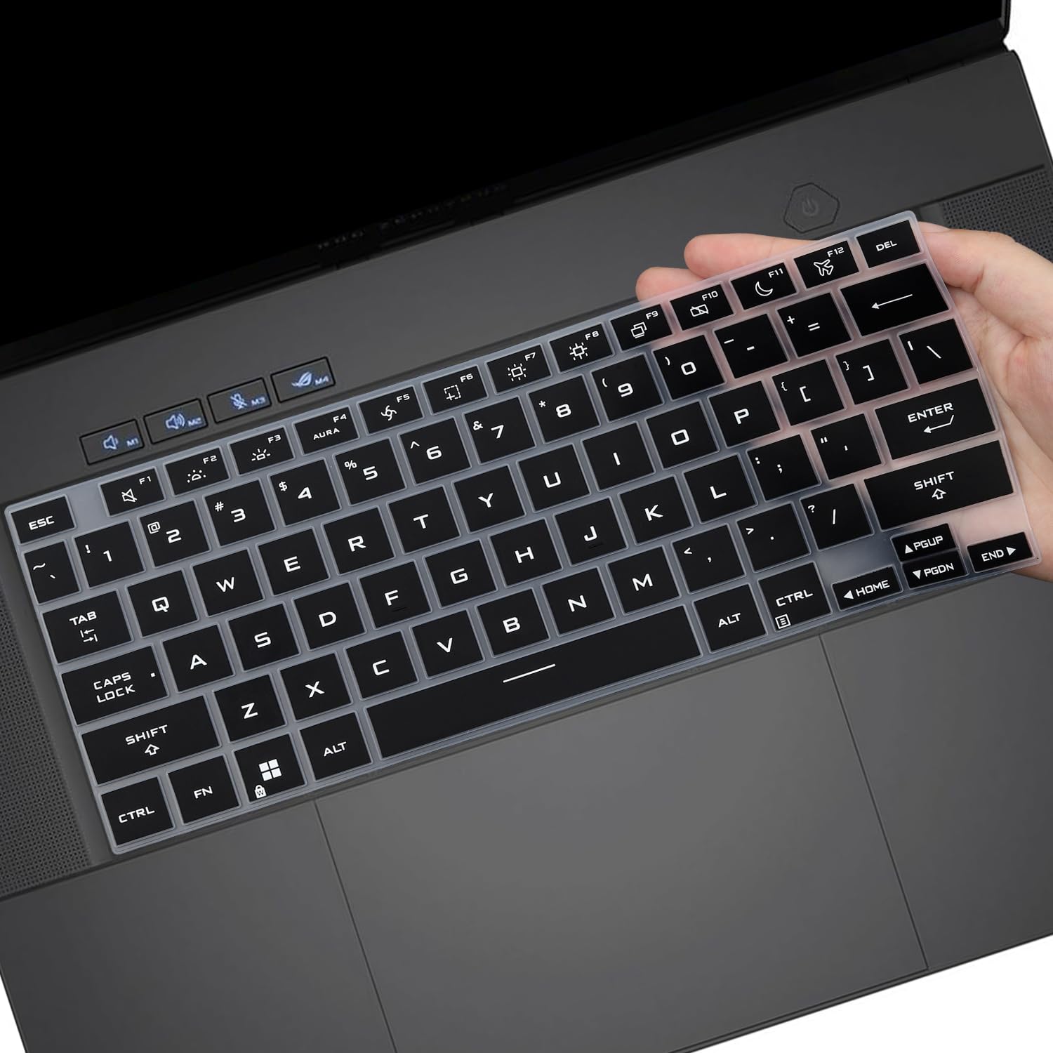 Keyboard Cover for 2025 2024 ASUS ROG Zephyrus G14 GA403 GA403UU/UV/403UI 14", ROG Zephyrus G16 GU605 GA605 GA605WI GA605WV GU605MV GU605MI GU605MY GU605MZ GU605MU 16 inch Laptop Keyboard Skin-Black