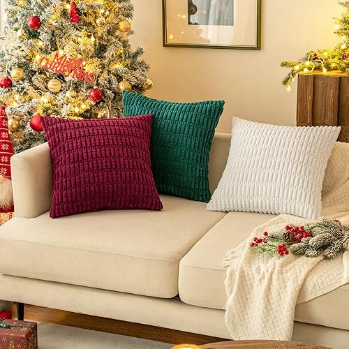 Miniatura 8 de MIULEE Paquete de 2 fundas de almohada decorativas de pana de 12 x 20 pulgadas, suaves fundas de almohada bohemias a rayas, decoración moderna para