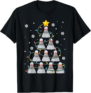 Shuttlecock Graphic Badminton Player Gift Christmas T-Shirt