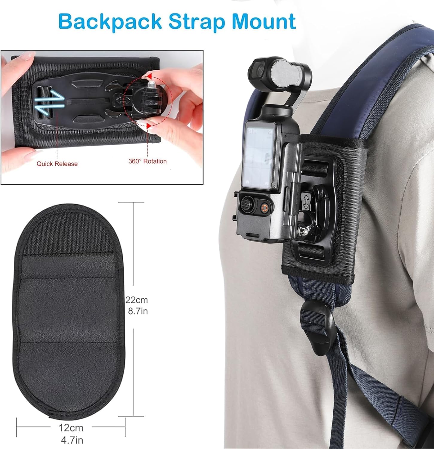 Accessories Kit for DJI Osmo Pocket 3, Quick Release 4 in 1 Chest Mount Head Strap Harness Backpack Strap Mount Wrist Strap, Wearable Border Frame +360° Rotating Adapter for Pocket 3 Camera Accessory