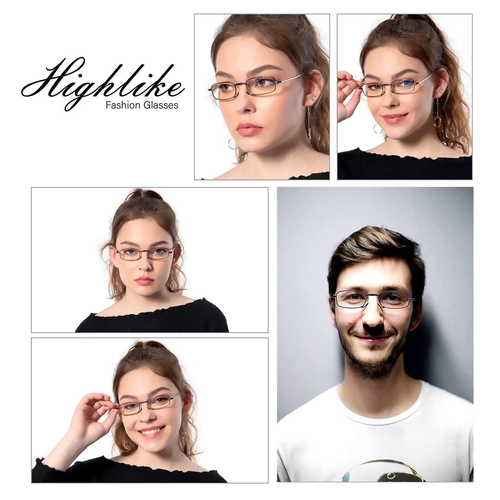 HIGHLIKE Hard Cases Folding Reading Glasses, Pocket Wallet Purse, Compact Federringhalter, transparente Gläser