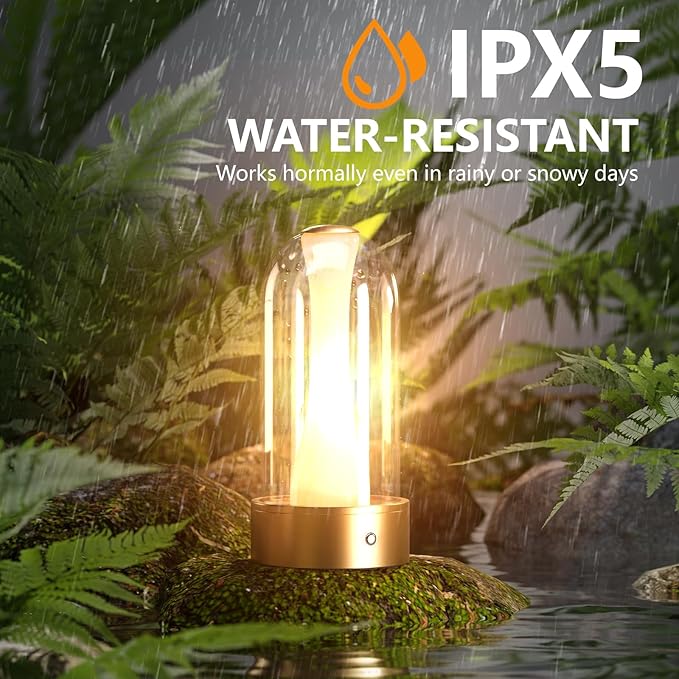 Anznzem USB Rechargeable LED Table Lamp, 3 Color Changing Modes Bedside Lamp, Portable Touch Button Mood Light for Bedroom, Camping photo 2