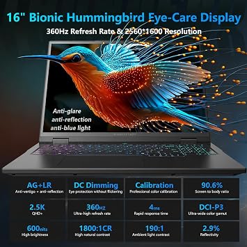 Thunderobot Zero 16 Pro 5080 Gaming Laptop, GeForce RTX 5080, Core Ultra 9 275HX, 16 QHD+ 360Hz Hummingbird IPS Display, 32GB DDR5, 1TB SSD, Per-Key RGB, HD Camera, Wi-Fi 6E, Windows 11 Home