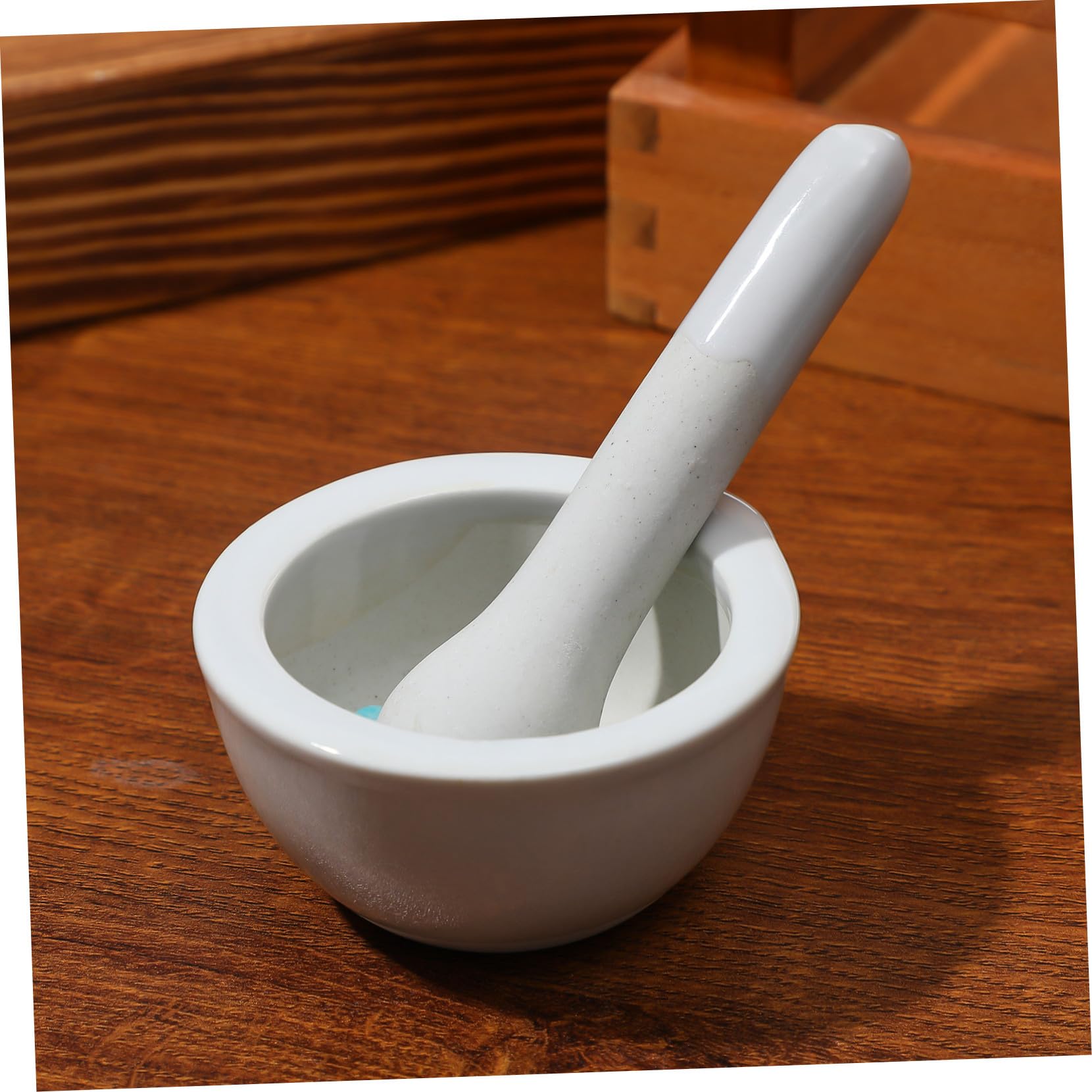 BESPORTBLE Bol de Broyage en Porcelaine 60 MM Blanc, Ensemble 2 Pièces pour Usage Culinaire, Laboratoire et Fabrication Remède