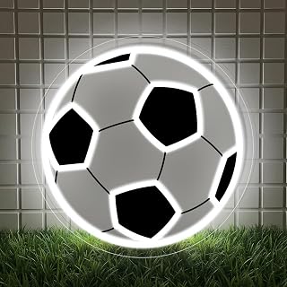 Soccer Neon Sign for Wall Decor,Black White Soccer Sport Neon Light Sign