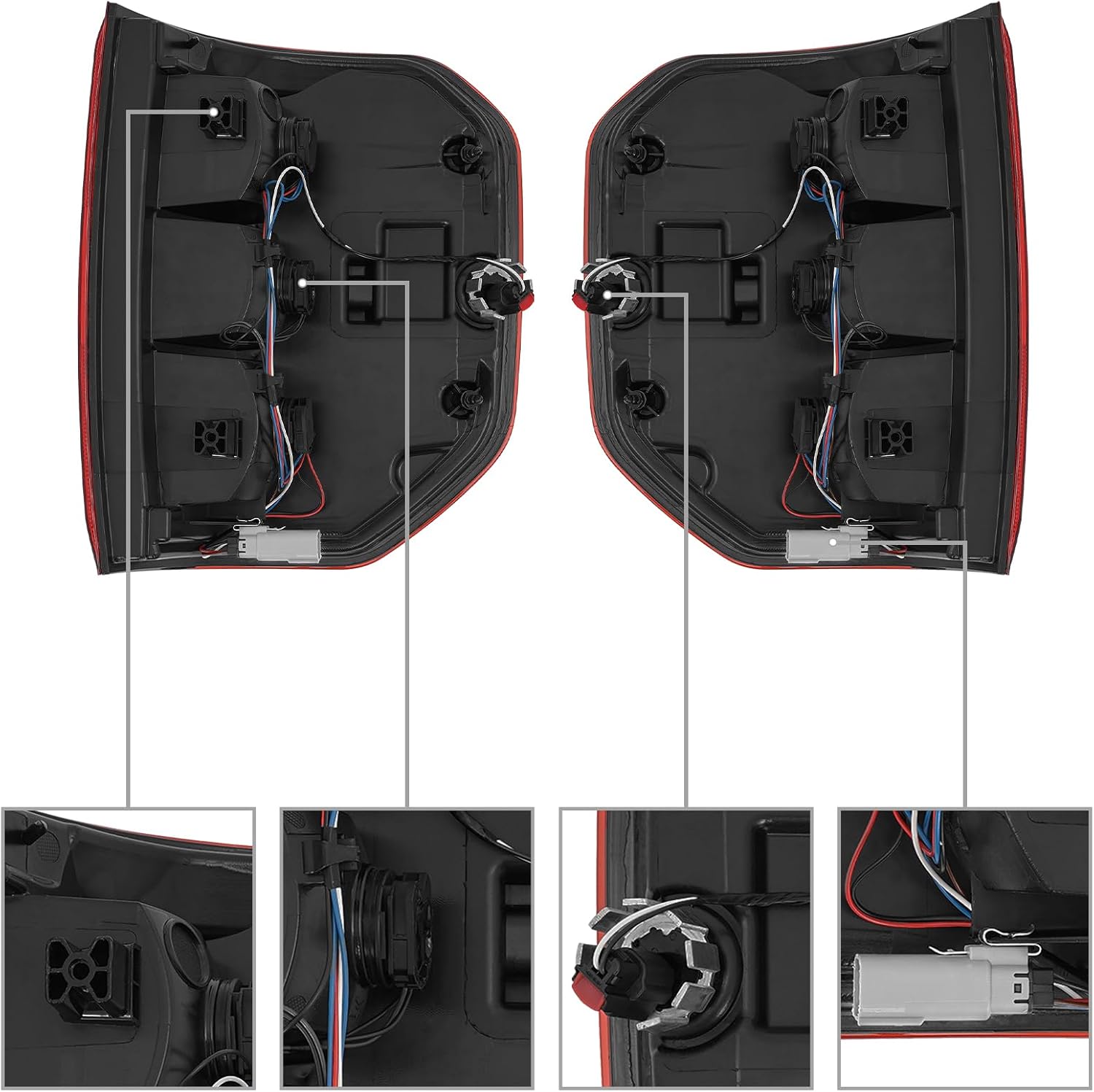 Left and Right LED Taillight Assembly for 2022-2024 Ford Maverick Lariat, Direct Replacement Rear Tail Lights Compatible with OEM Part NZ6Z-13404/13405 (A pair)