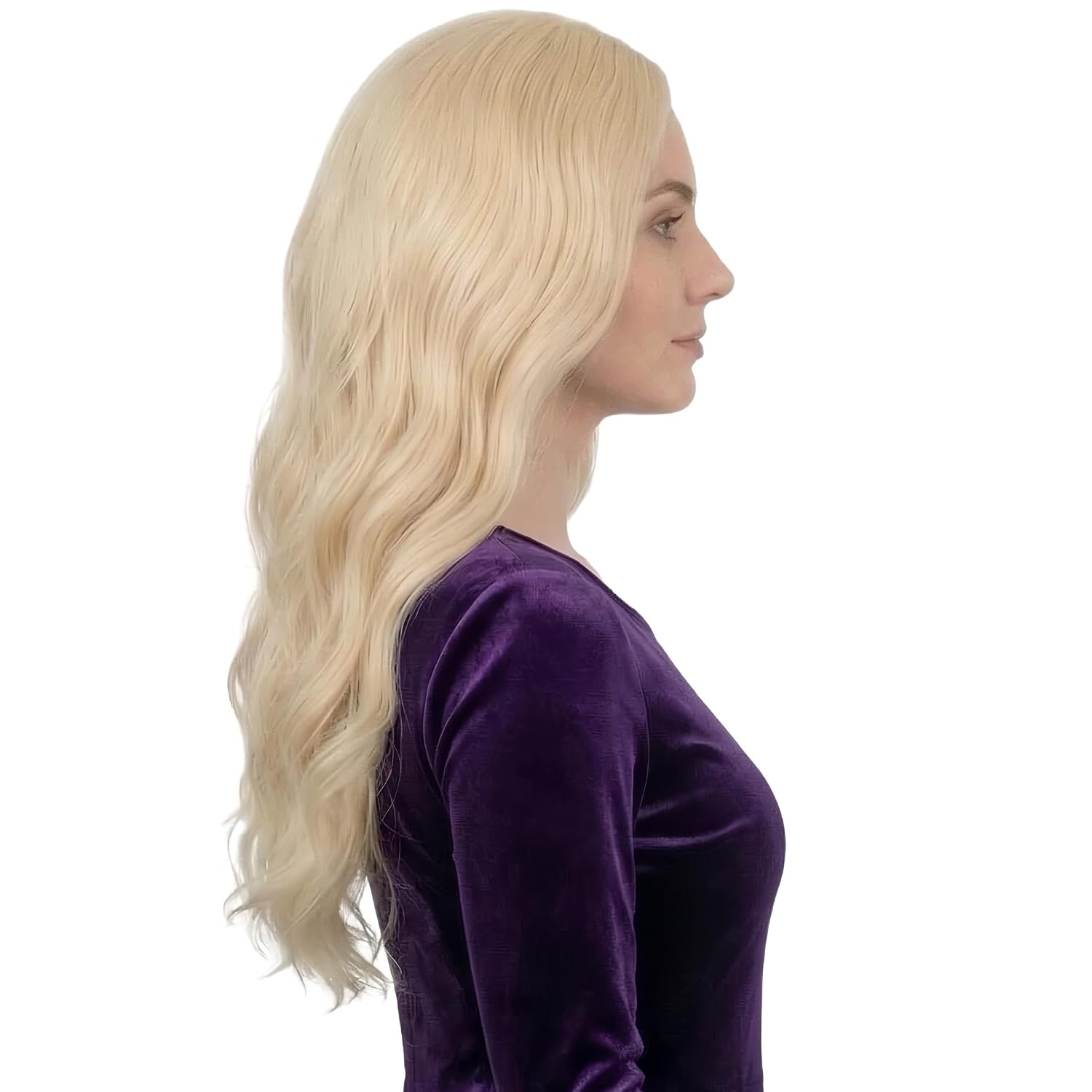 Miss U Hair Princess Long Blonde Wavy Wig Middle Part Halloween Party Elf Wig